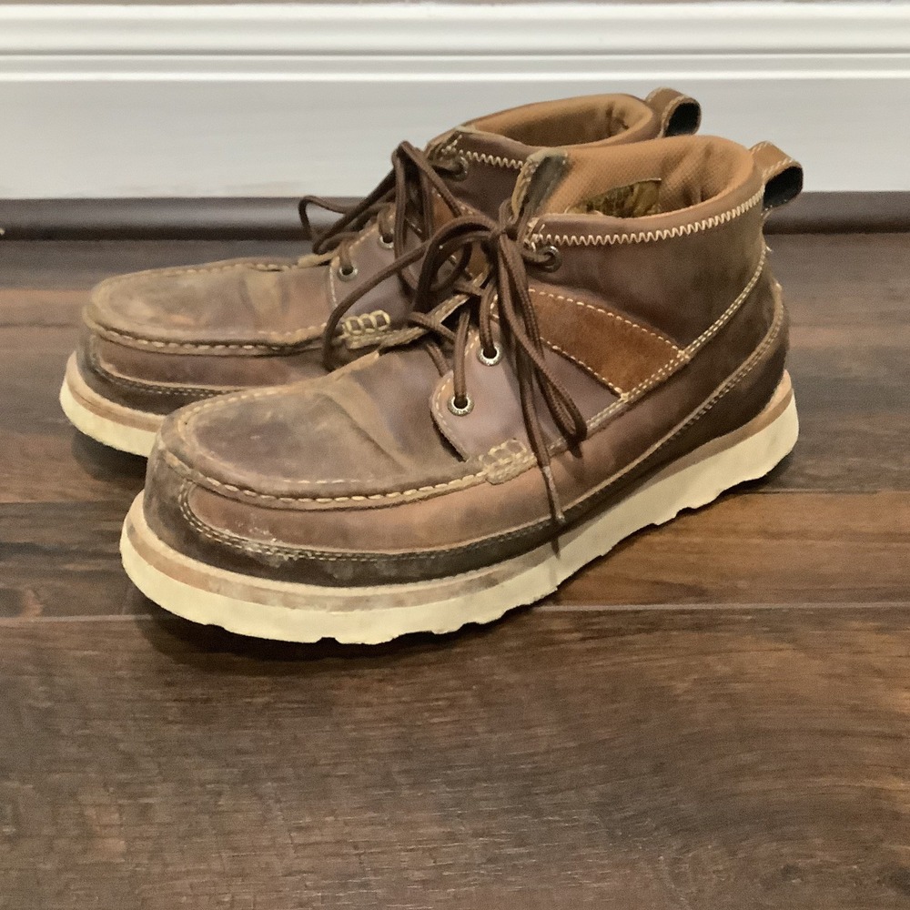 Mens 7.5 M Twisted X Wedge Sole Steel Toe Brown Leather Ankle Boots
